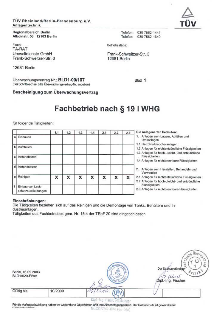 zur&uuml;ck zu Genehmigungen